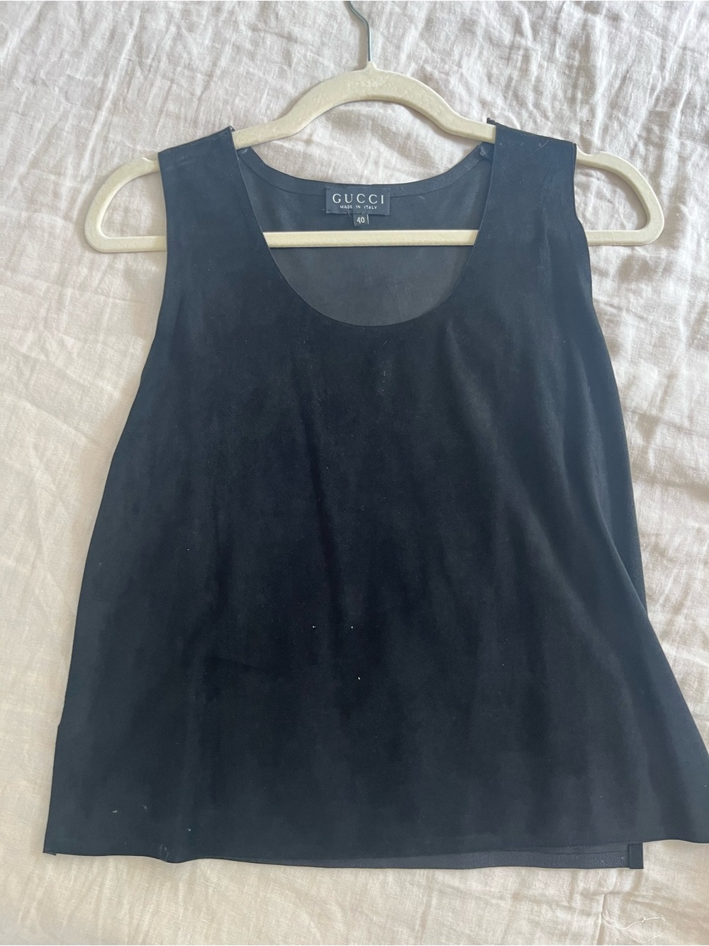 Vintage Gucci Suede Black Sleeveless Top Sz M